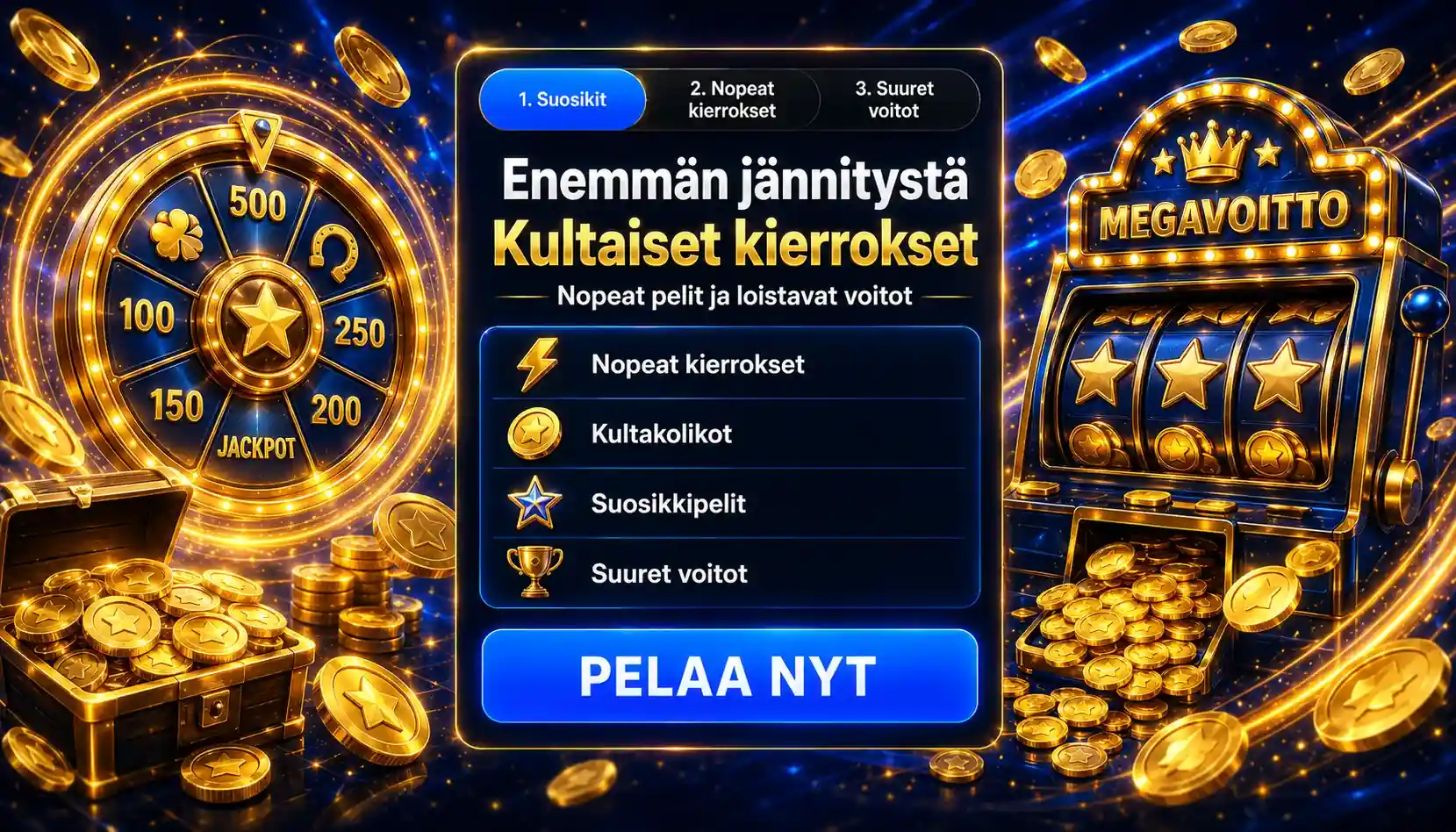 Nopeat kultaiset kierrokset ja suuret voitot kolikkopeleissä